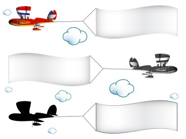 Cartoon airplanes with banners clipart