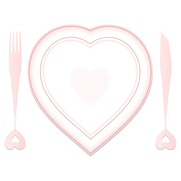 情人节板和菜肴 — 图库矢量图片