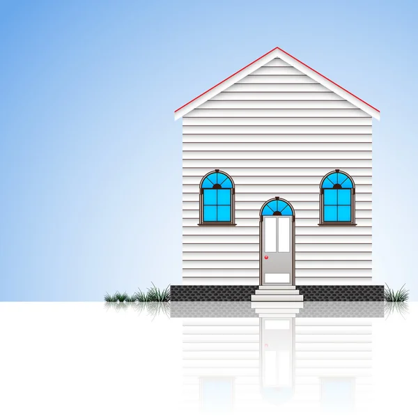 Moderní dům a modrá obloha — Stockový vektor