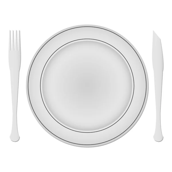 Plaat en gerechten tegen Wit — Stockvector