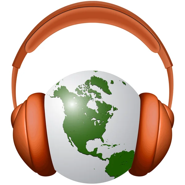 Headphones and earth — Wektor stockowy
