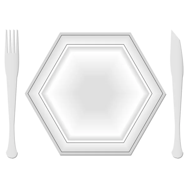 六角形のプレートと料理 — ストックベクタ