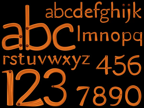 Alphabet et chiffres dessinés à la main — Image vectorielle