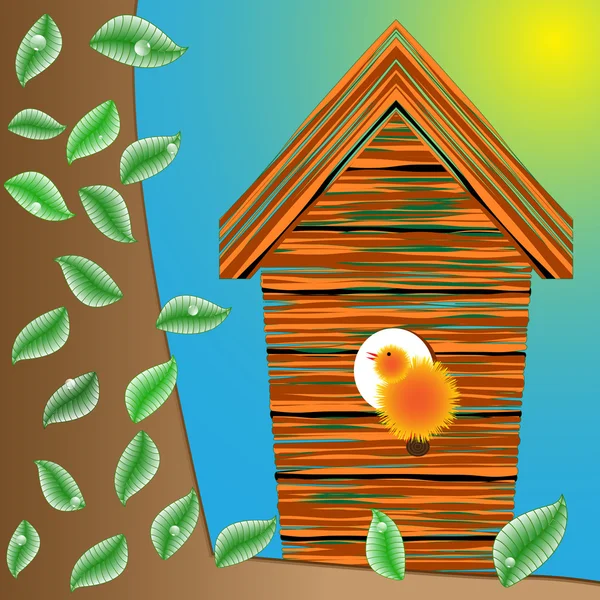 Birds house on a tree — Stock Vector