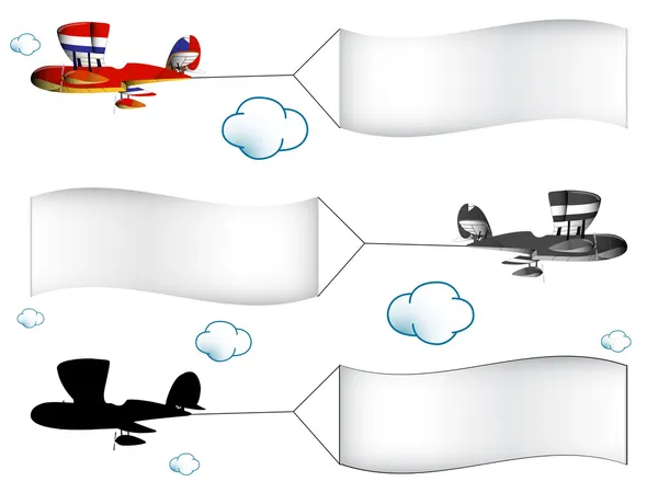 Γελοιογραφία αεροπλάνα με πανό — Διανυσματικό Αρχείο