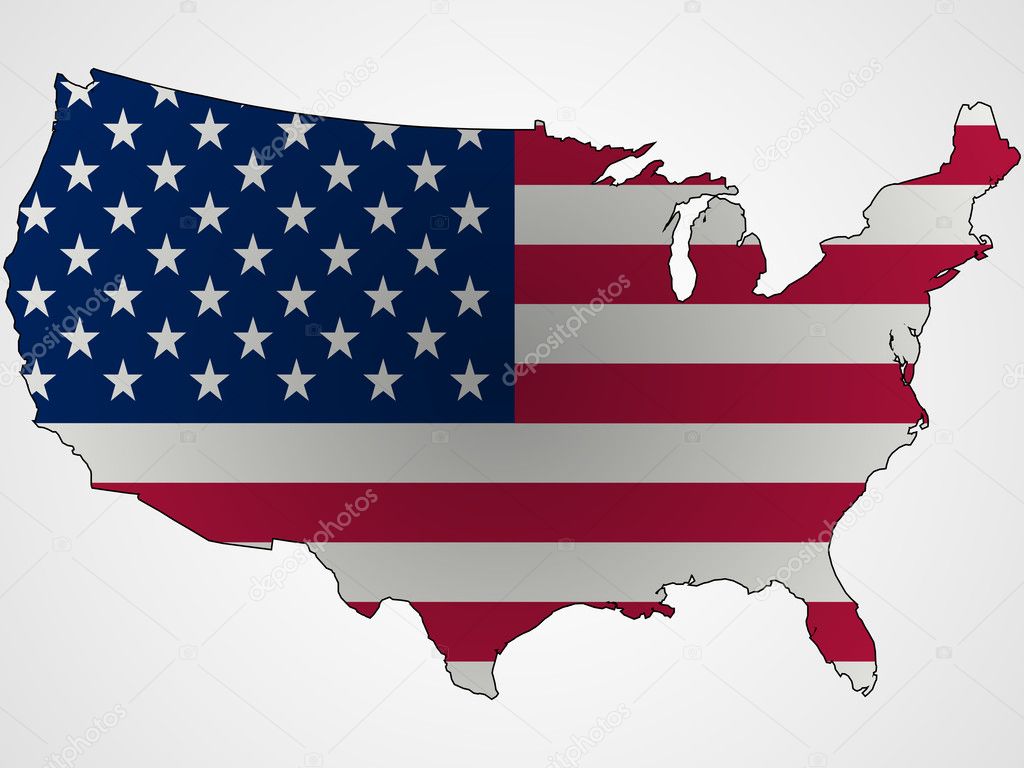 Us flag and map abstract