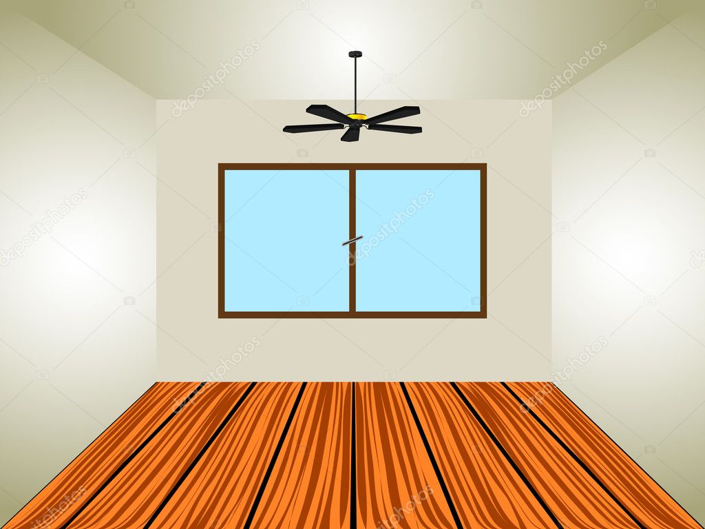 Empty room with window and lamp