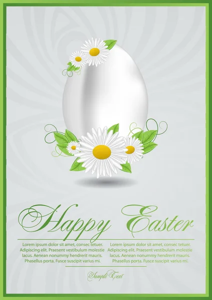 Huevo de Pascua con elementos florales — Vector de stock