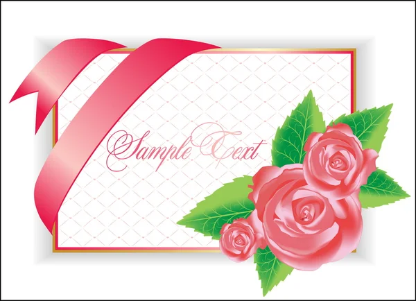 赤いハートと花バレンタイン カード — ストックベクタ