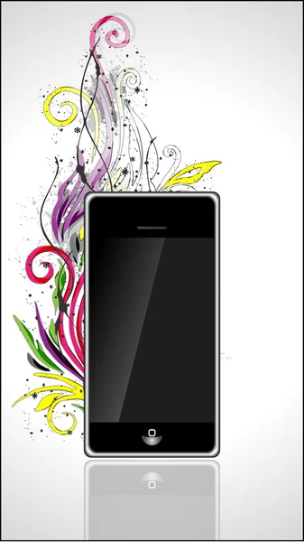 Diseño floral abstracto con teléfono — Vector de stock