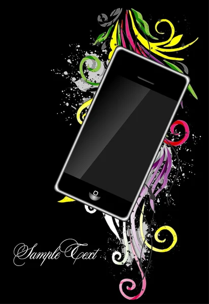 Abstract floral design with phone — Stock Vector