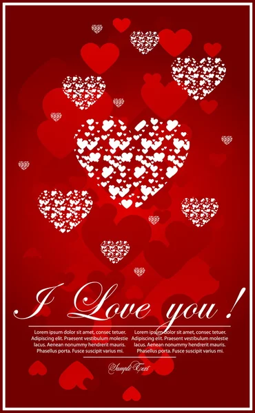Kırmızı kalp ile çiçek Sevgililer günü kartı — Stok Vektör