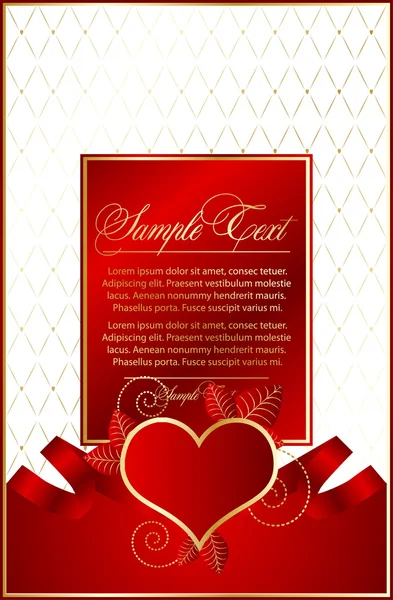 Kwiatowy valentine karty z czerwonym sercem — Wektor stockowy