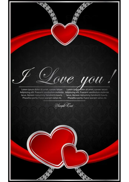 Floral valentine card with red heart — Stock Vector