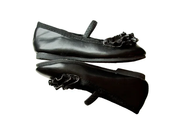 黑色皮革婴儿鞋 — 图库照片