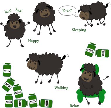 Doodle sheep set clipart