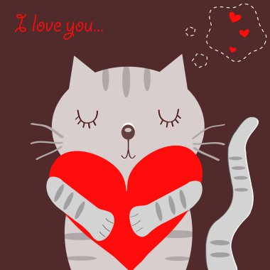 Loving grey cat clipart