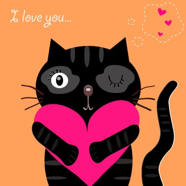 Love black cat clipart