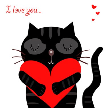 Love black cat clipart