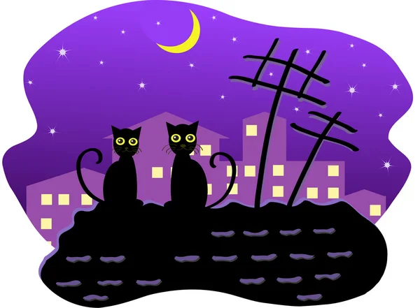 Γάτες το βράδυ — Διανυσματικό Αρχείο