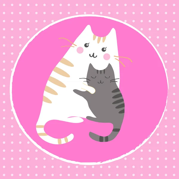 Kittens met moeder — Stockvector