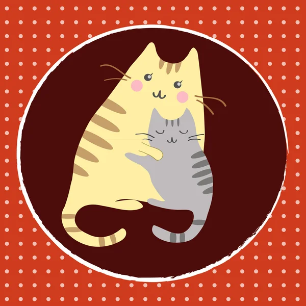 Koťátka s maminkou — Stockový vektor