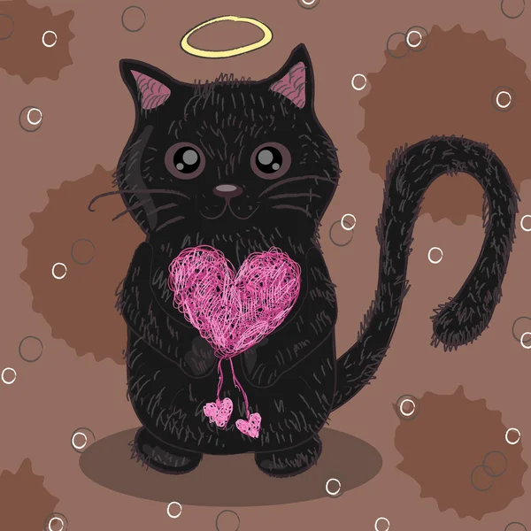 Котята с красным сердцем — стоковый вектор