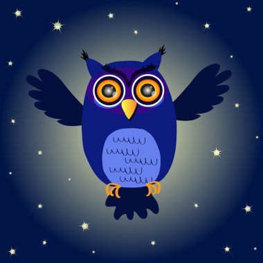 Cartoon night Owl (vector version) clipart