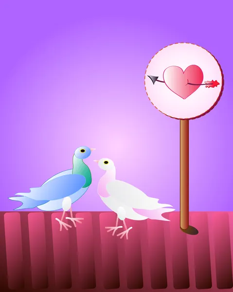 Un par de palomas, como símbolo de amor . — Archivo Imágenes Vectoriales