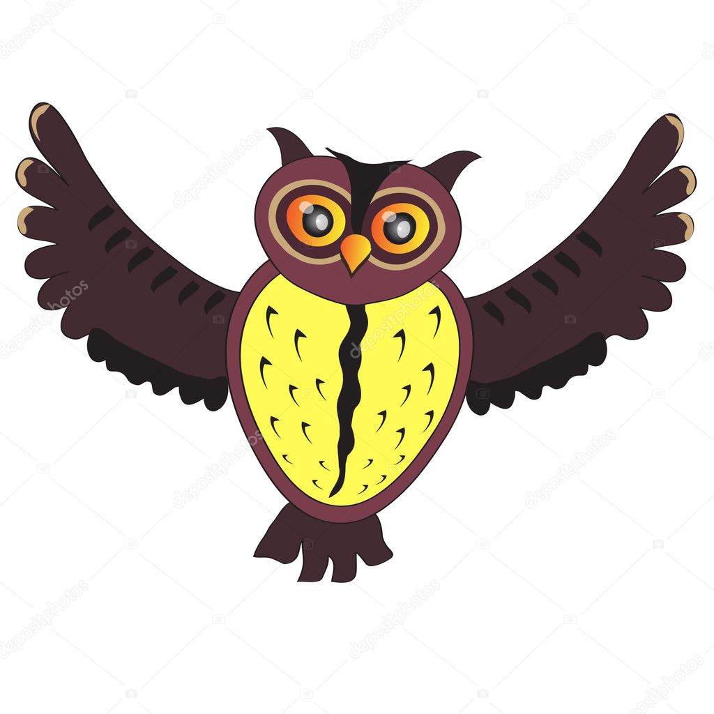 Cartoon flying Owl (vector version)