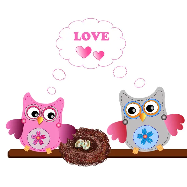 Little sweet owls — Stock Vector