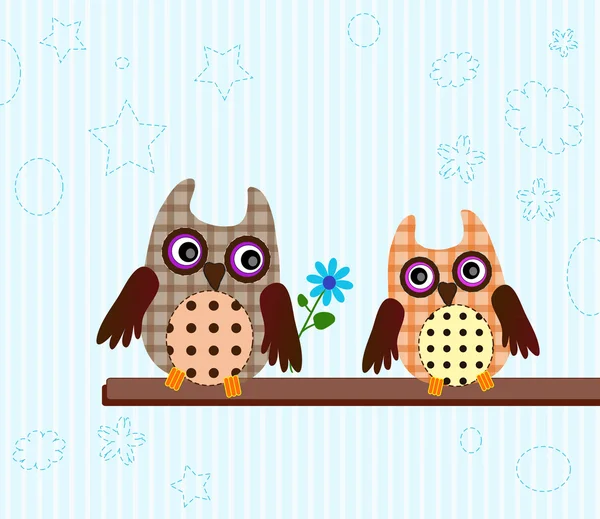 Funny little owls — Stock Vector