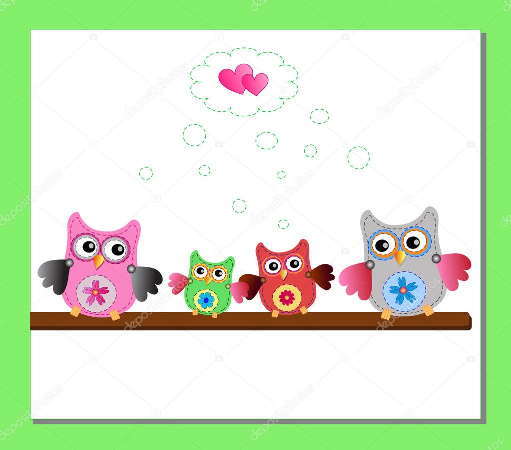 Little sweet owls family