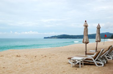 lüks hotel, phuket, Tayland, palmiye ağaçları ile plaj