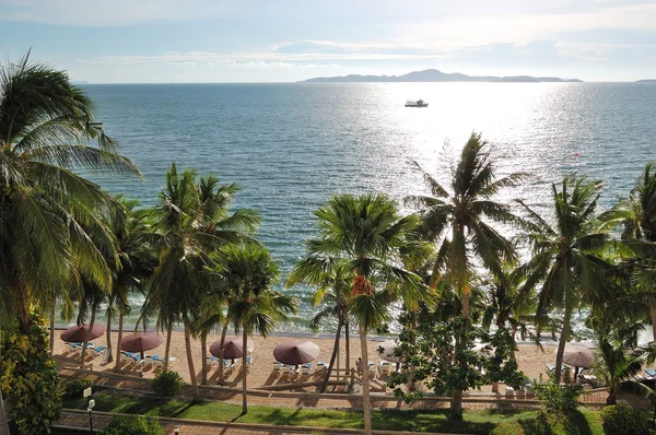 Plaża z palmami, luksusowy hotel, pattaya, Tajlandia — Zdjęcie stockowe