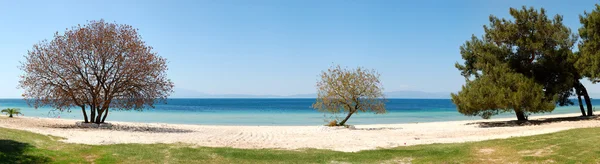 Panorama pláže na luxusní hotel, ostrov thassos, Řecko — Stock fotografie