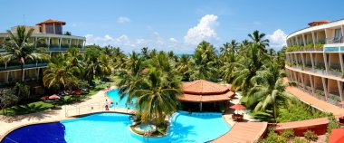 The panorama of swimming pool at luxury hotel, Bentota, Sri Lank clipart
