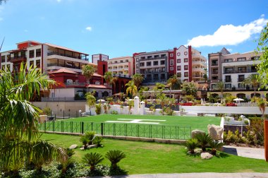 Helicopter landing site at the luxury hotel, Tenerife island, Sp clipart