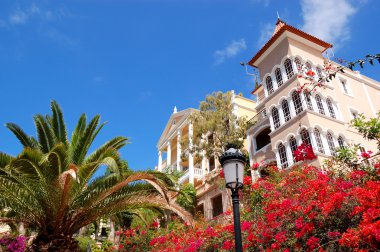 lüks otel dekore çiçekler, ada tenerife, İspanya