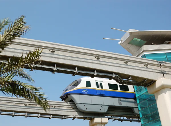 stock image The Palm Jumeirah monorail station and train, Dubai, UAE