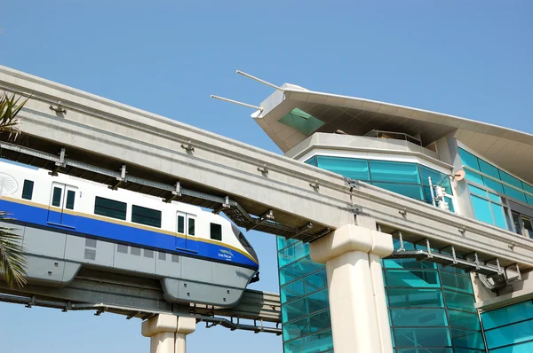 Stock image The Palm Jumeirah monorail station and train, Dubai, UAE