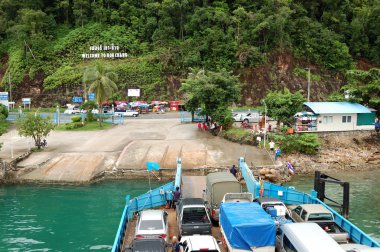 TRAT, THAILAND - SEPTEMBER 5: The Koh Chang ferry pier and ferry clipart