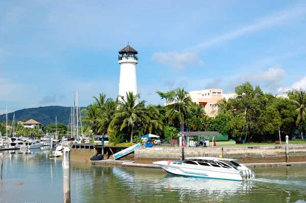 Lighthouse at Boat Lagoon Marina, Phuket island, Thailand — Stock Photo, Image