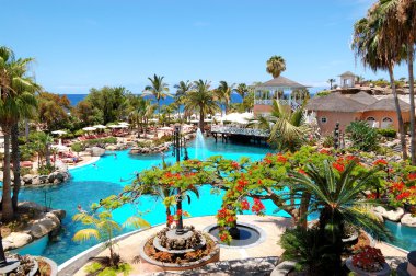 TENERIFE ISLAND, SPAIN - MAY 31: The tourists enjoying their vac clipart