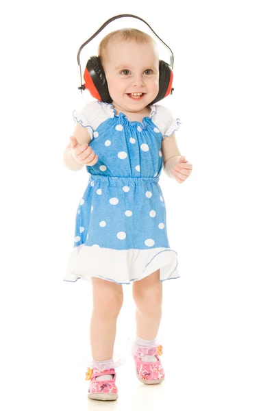 La niña con auriculares — Foto de Stock