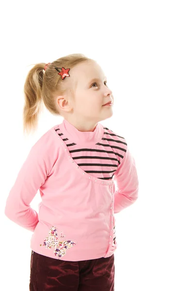 Pretty little girl looking to the side and up — Stock Photo, Image