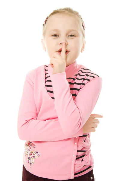 Kleines Mädchen gestikuliert mit Schweigezeichen — Stockfoto