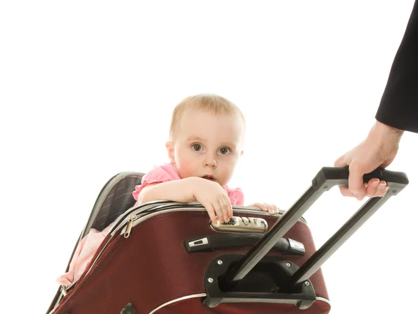 Beautiful baby in suitcase isolated — Stock Photo, Image