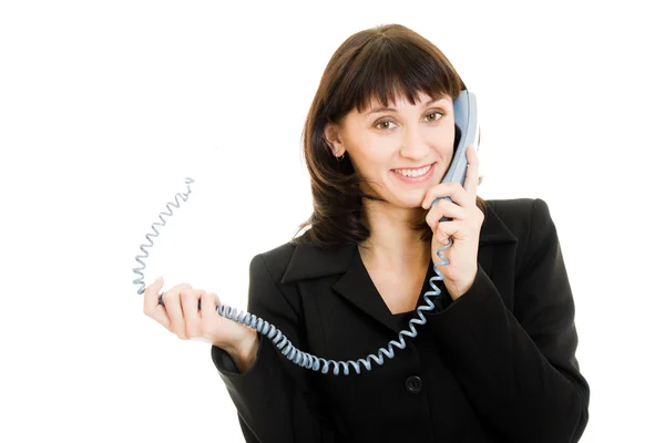 Piękna kobieta biznesu uśmiechający się rozmawia przez telefon — Zdjęcie stockowe