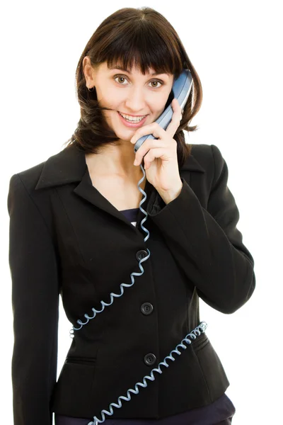 美しい笑顔ビジネスの女性は、電話で話して — ストック写真